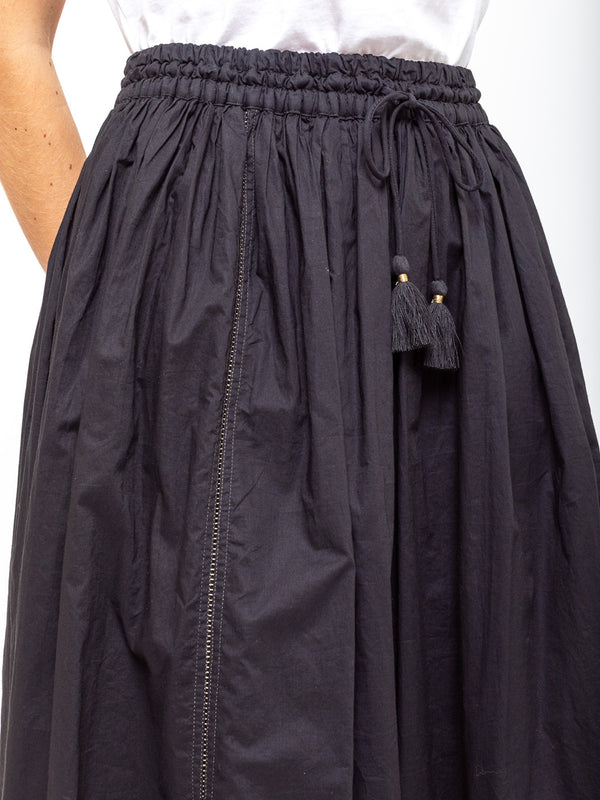 Ichi Antiquites - Indian Cotton Skirt - Black - Verdalina