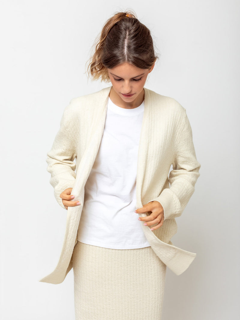 Lauren Manoogian - Line Quilt Cardigan - Raw White - Verdalina