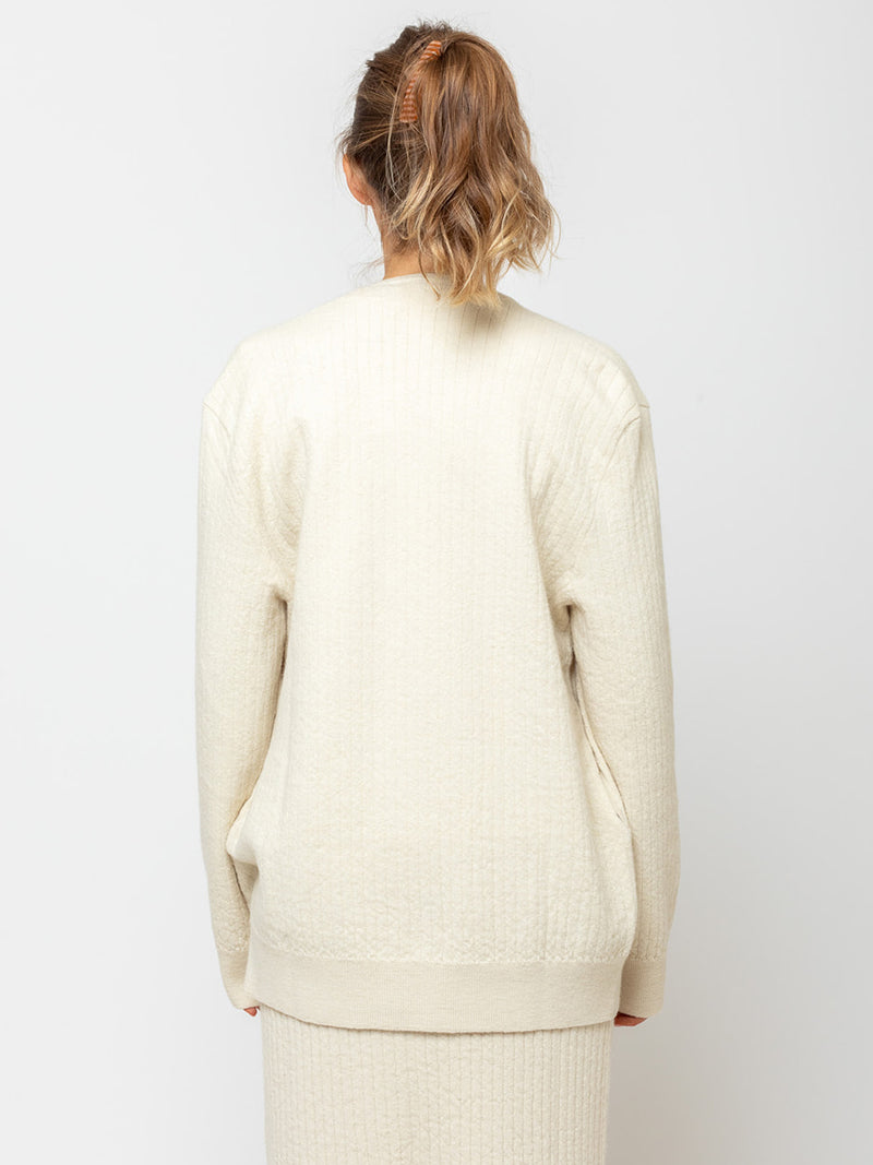 Lauren Manoogian - Line Quilt Cardigan - Raw White - Verdalina