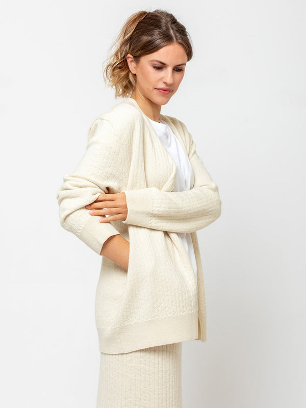 Lauren Manoogian - Line Quilt Cardigan - Raw White - Verdalina