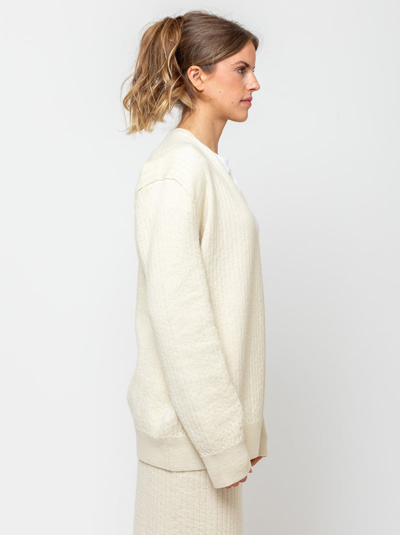 Lauren Manoogian - Line Quilt Cardigan - Raw White - Verdalina