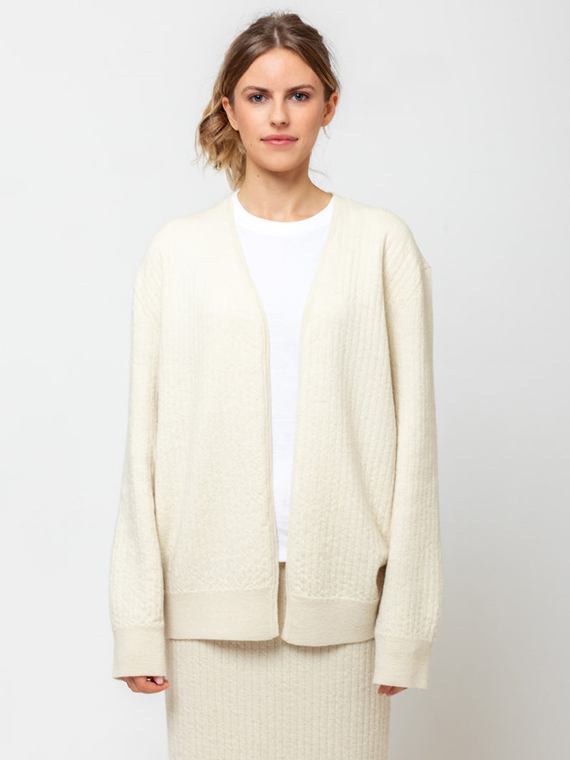 Lauren Manoogian - Line Quilt Cardigan - Raw White - Verdalina