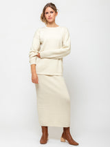 Lauren Manoogian - Line Quilt Crew Neck Sweater - Raw White - Verdalina