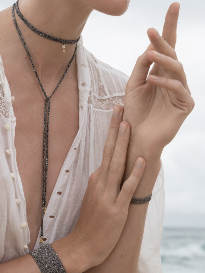 MARIE LAURE CHAMOREL - Ruthenium and Gold Necklace - Verdalina