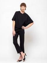 Odeeh - Ponti Knit Cropped Pants - Jet Black - Verdalina