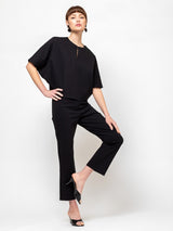 Odeeh - Ponti Knit Cropped Pants - Jet Black - Verdalina