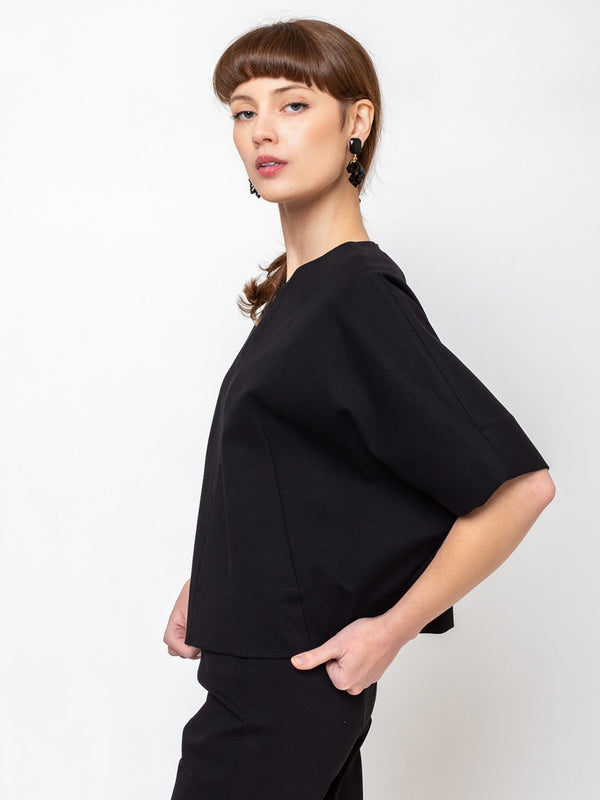 Odeeh - Ponti Knit Top - Jet Black - Verdalina