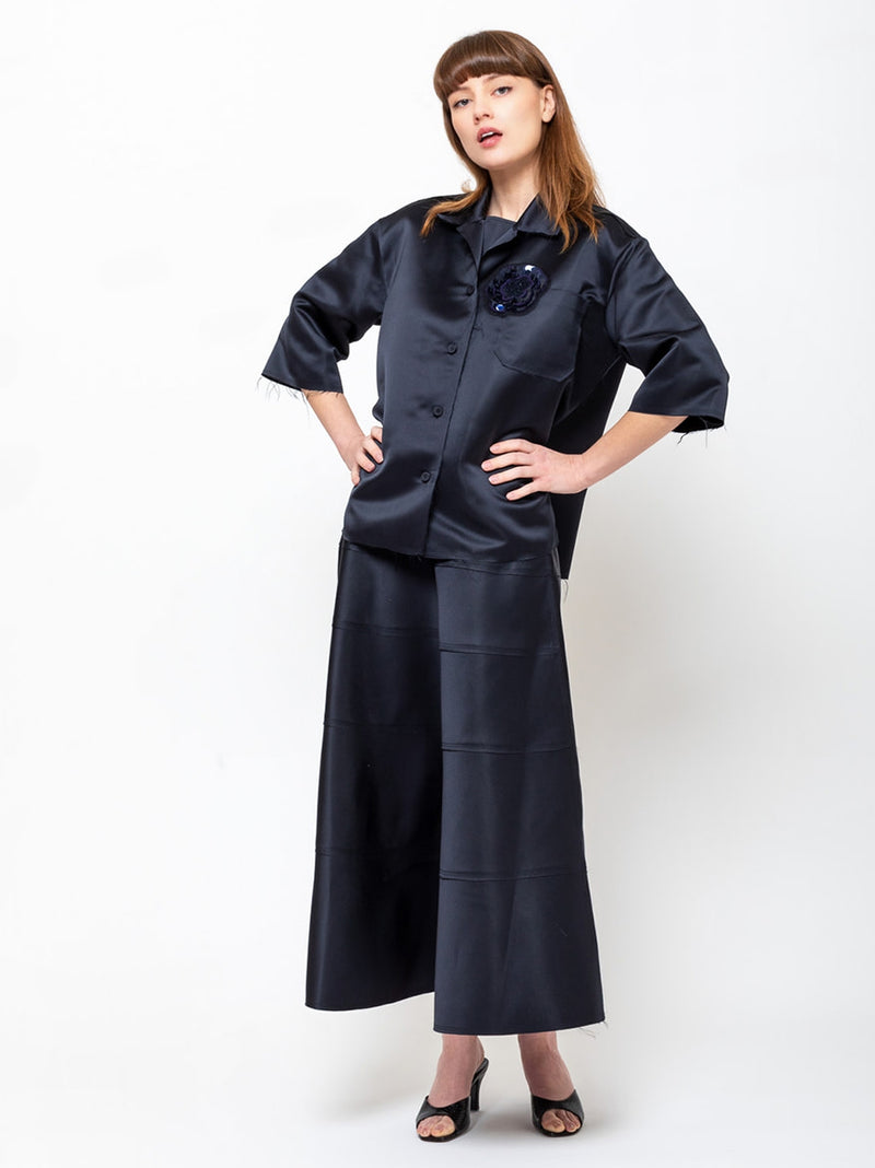 Odeeh - Satin Shirt - Midnight - Verdalina