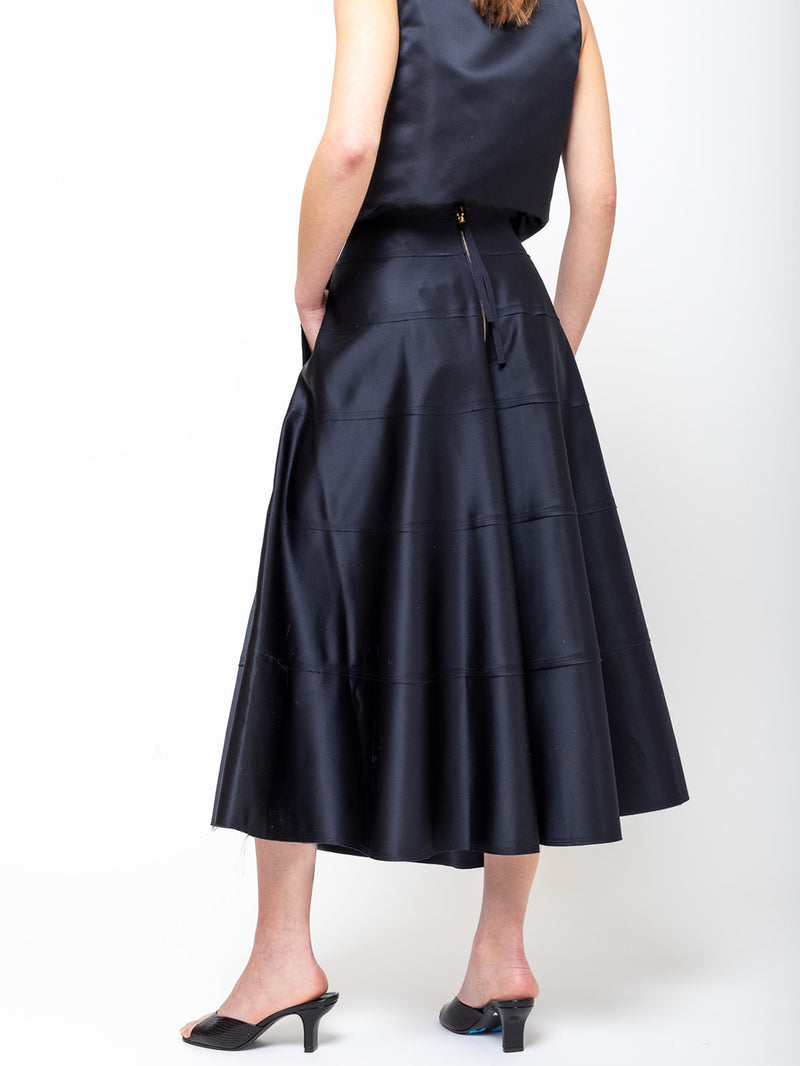 Odeeh - Satin Skirt - Midnight - Verdalina