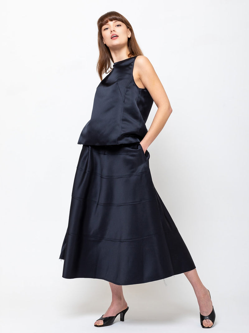 Odeeh - Satin Skirt - Midnight - Verdalina