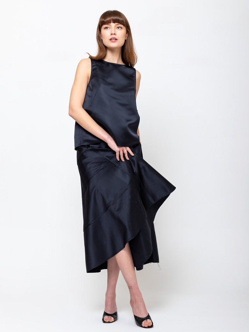 Odeeh - Satin Skirt - Midnight - Verdalina